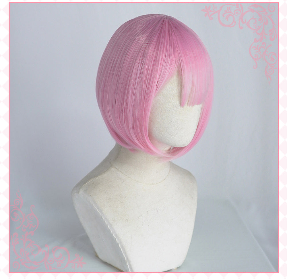 UWOWO Re:Life in a different world from zero  Rem Ram Cosplay wig 30cm pink/blue