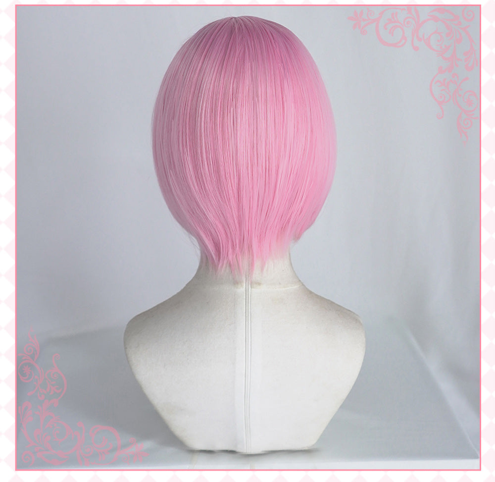 UWOWO Re:Life in a different world from zero  Rem Ram Cosplay wig 30cm pink/blue