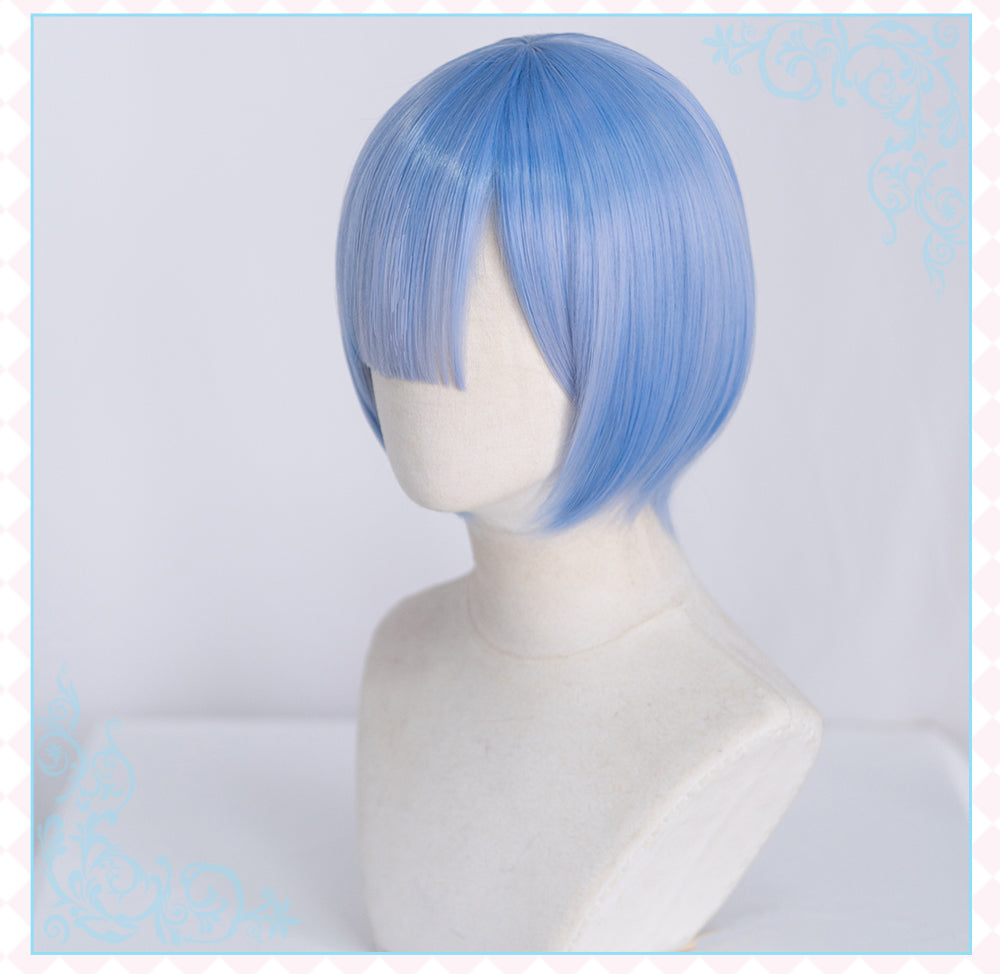 UWOWO Re:Life in a different world from zero  Rem Ram Cosplay wig 30cm pink/blue