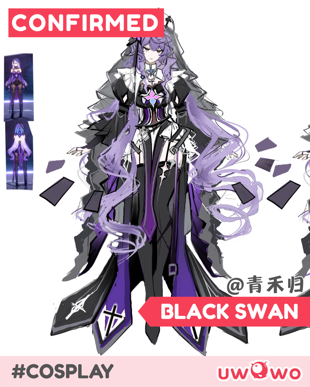 【In Stock】Uwowo Game Honkai Star Rail Fanart Black Swan Nun Halloween Cosplay Costume