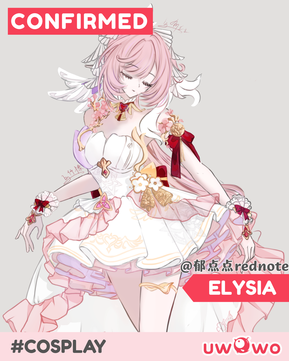 [Last Batch] INSTOCK Uwowo Game Honkai Impact 3: Elysia Fanart Seraphic Bloom Cosplay Costume S-3XL