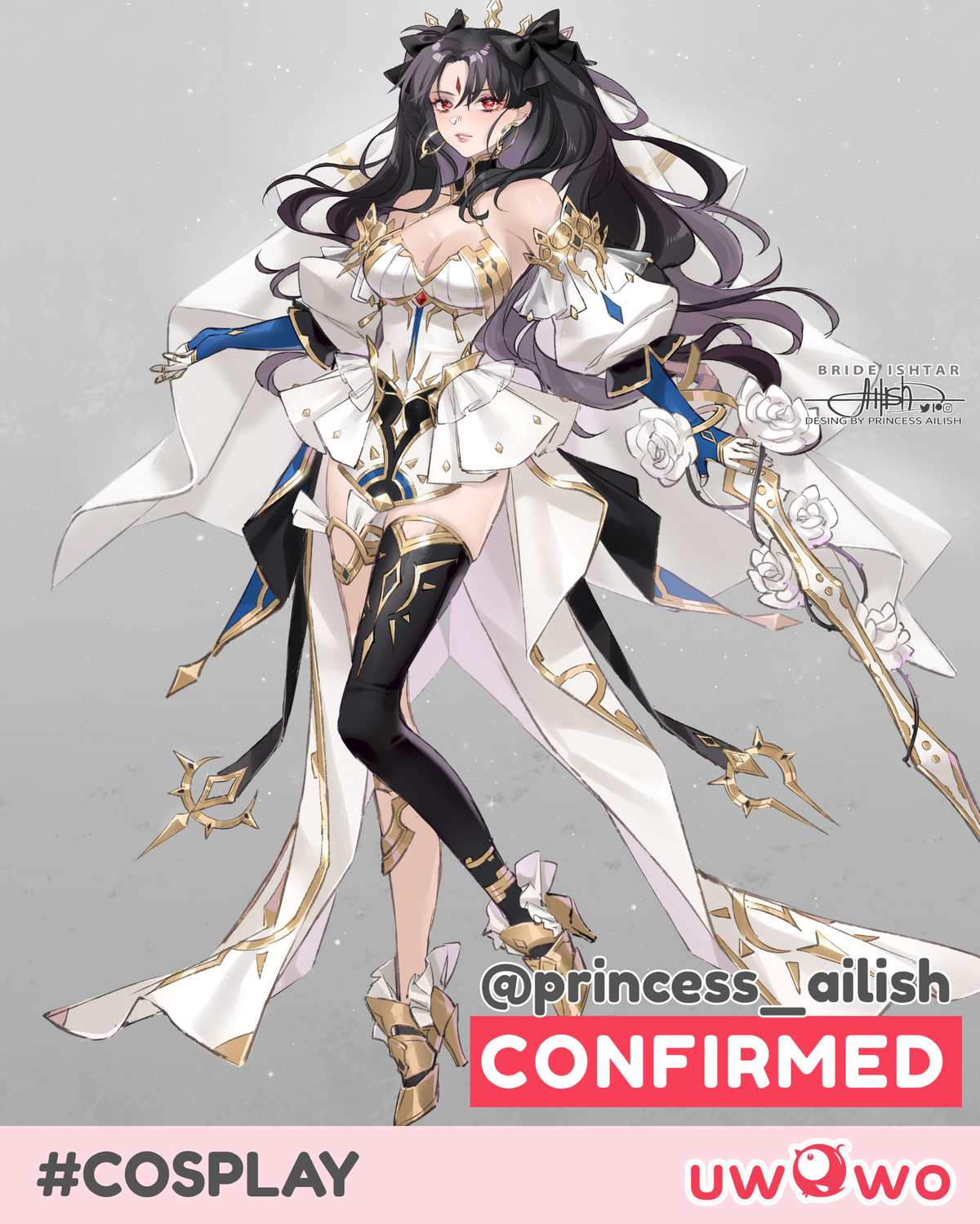 INSTOCK Uwowo Game Fate/Grand Order FGO Ishtar Bride Oath Fanart Cosplay Costume S-3XL