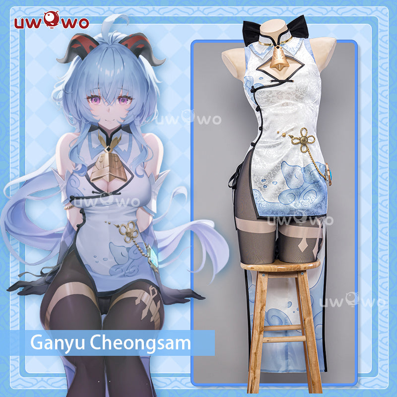 INSTOCK S-3XL Uwowo Genshin Impact Fanart: Ganyu Qipao Chinese Dress Cosplay Costumes S-3XL